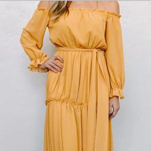 NWT Baltic Born Mustard Off Shoulder Dress